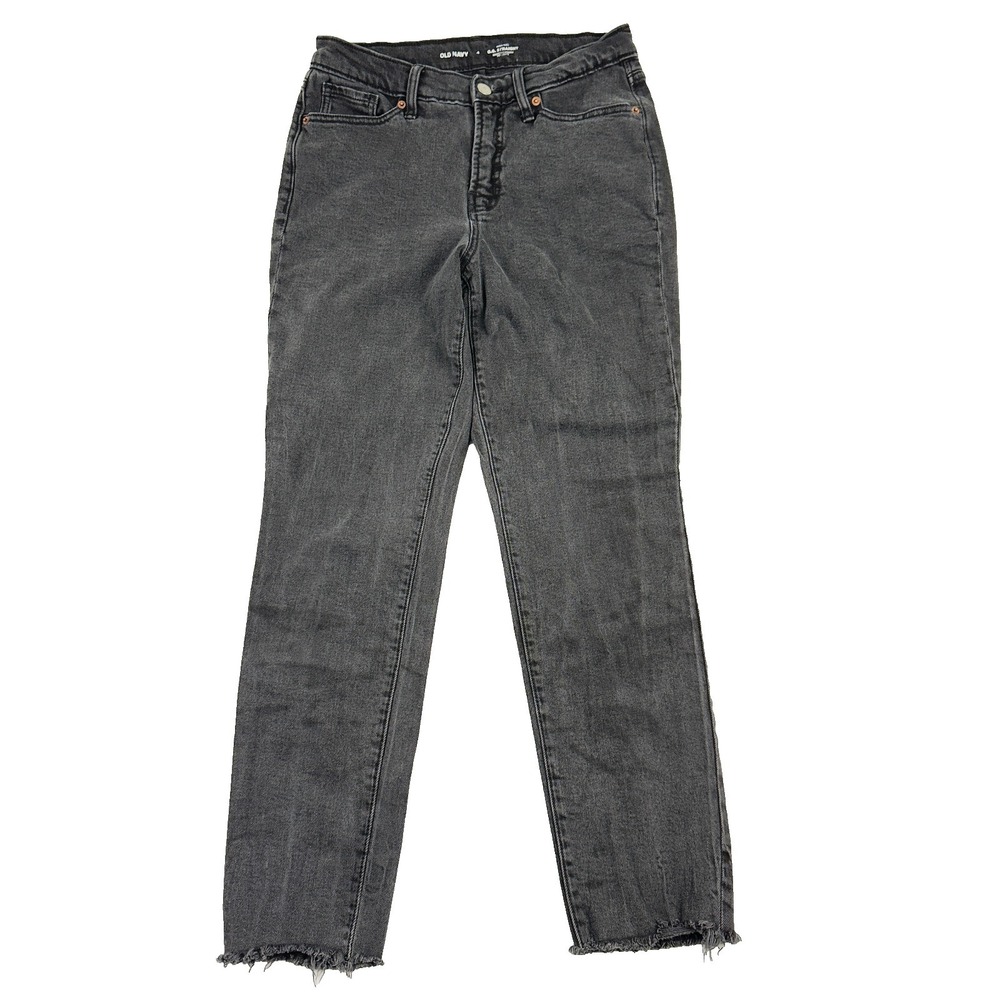 Old Navy Womens Jeans High-Rise OG Straight Size 4‎ (28x27) Raw Hem Black Fade